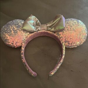 Disney Sequin Minnie Mouse Ears Headband - Pink and Gold